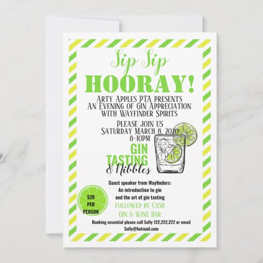 Gin Degustation Event Fundraiser gin und tonic Einladung (Vorderseite)