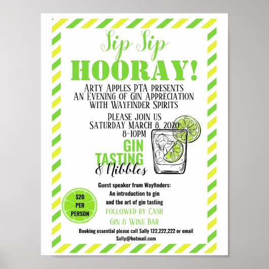 Gin-Degustations-Event-Poster Gin und Tonic Gin Pa Poster (Vorne)