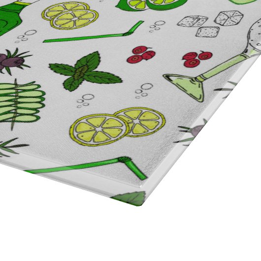 Gin Drinker Cocktail Glas und Zutaten Bar Schneidebrett (Ecke)