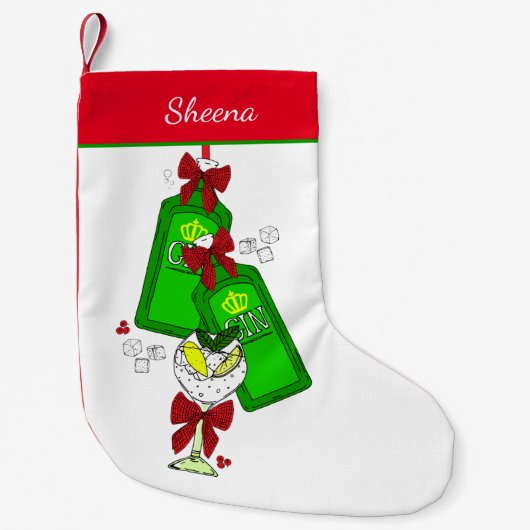 Gin Drinker Gingle Bells Hängende Flaschen Funny Kleiner Weihnachtsstrumpf (Vorderseite)