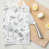 Gin Drinker Liebe Cocktails Mixologist Muster Geschirrtuch (Viertel Falte)