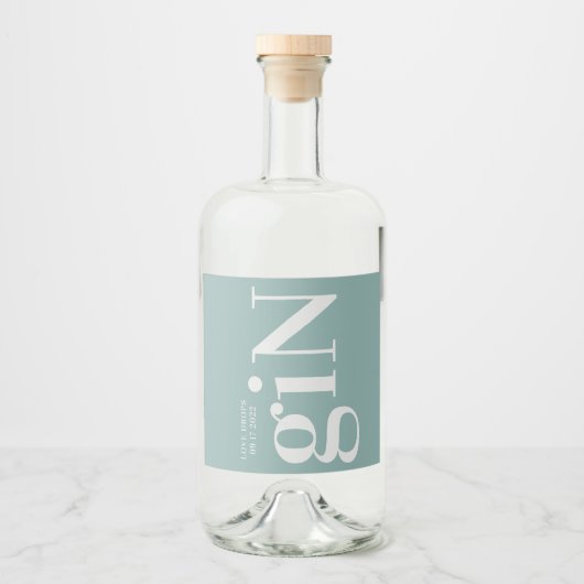 Gin Flasche Grün Moderne einfache Flasche Flasche Alkoholflaschenetikett (Vorderseite)