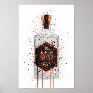 Gin-Flaschen-Wandkunst-Druck 'Honigwabe' Poster