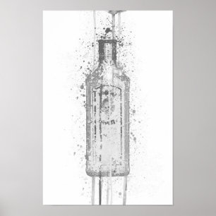 Gin-Flaschen-Wandkunst-Druck 'Ocean Blue' Grau Poster