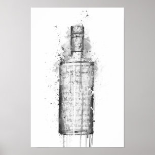 Gin-Flaschen-Wandkunst-Druck 'Steel Grey' Grau Poster