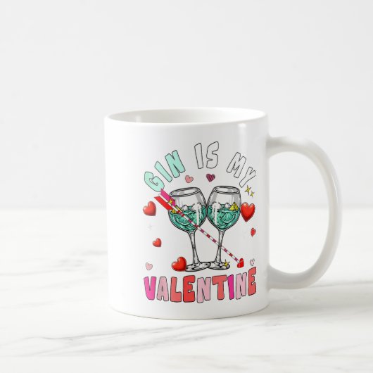 Gin Is My Valentine Hearts Matching Drinker Family Kaffeetasse (Rechts)