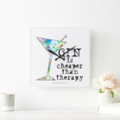 GIN ist billiger als Therapie Quadratische Wanduhr (Zuhause)