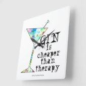 GIN ist billiger als Therapie Quadratische Wanduhr (Winkel)