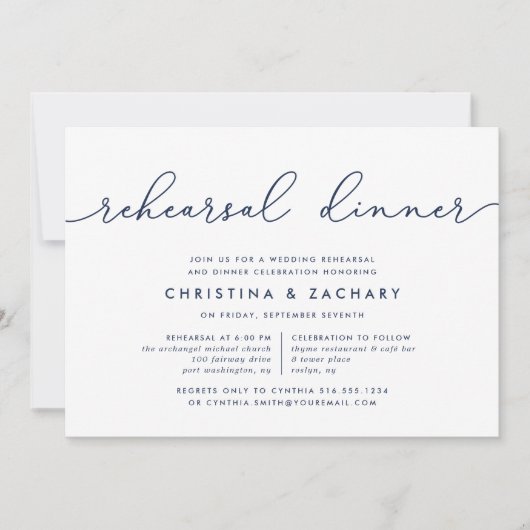 Gin Lane Probe Dinner Einladung | Marine (Vorderseite)