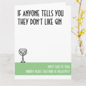 Gin Lover's Large Green Birthday Karte (Gelbe Blume)