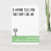 Gin Lover's Standard Green Birthday Karte (Vorderseite)