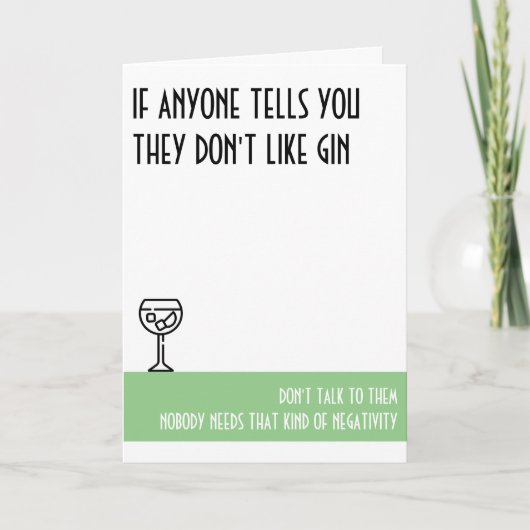 Gin Lover's Standard Green Birthday Karte (Vorderseite)