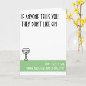 Gin Lover's Standard Green Birthday Karte (Gelbe Blume)