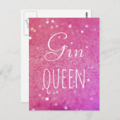 Gin Queen Pink Bokeh Postcard Postkarte (Vorne/Hinten)