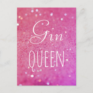 Gin Queen Pink Bokeh Postcard Postkarte
