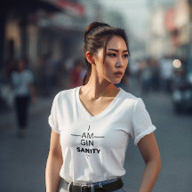Gin Sanity Ladys V Neck T - Shirt