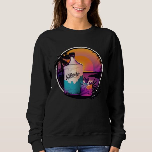 Gin Synthwave 80s Retrowave Aesthetic Sweatshirt (Vorderseite)
