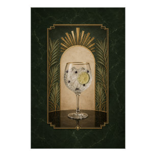 Gin & Tonic Art Deco Poster   Bar Kunst