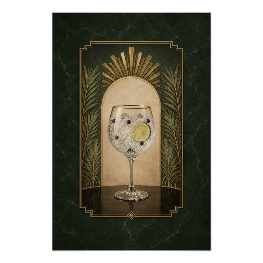 Gin & Tonic Art Deco Poster | Bar Kunst (Vorderseite)