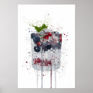 Gin & Tonic 'Blaubeere und Granatapfel' Poster
