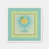Gin & Tonic Cocktail Serviette  Zitronen-Minze-Was (Vorderseite)