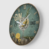 Gin & Tonic Große Wanduhr (Winkel)