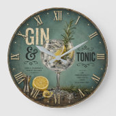 Gin & Tonic Große Wanduhr (Vorderseite)