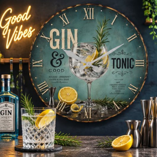 Gin & Tonic Große Wanduhr