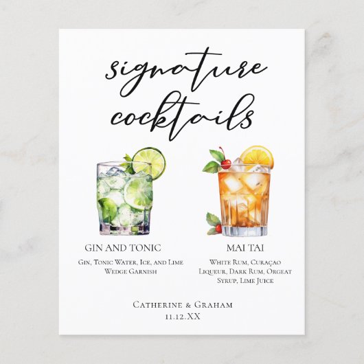 Gin & Tonic Mai Tai Signature Cocktails Menü (Vorderseite)