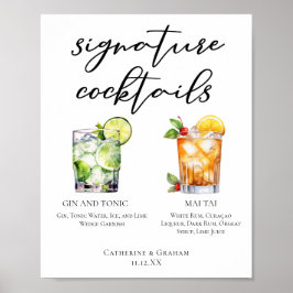 Gin & Tonic Mai Tai Signature Cocktails Menü Poster