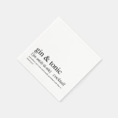 Gin & Tonic Modern Zitat Schwarze Typografie Serviette (Ecke)