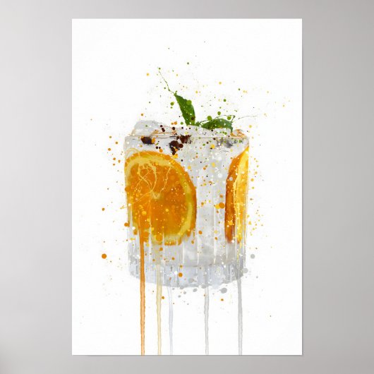 Gin & Tonic 'Orange und Basilikum' Poster (Vorne)