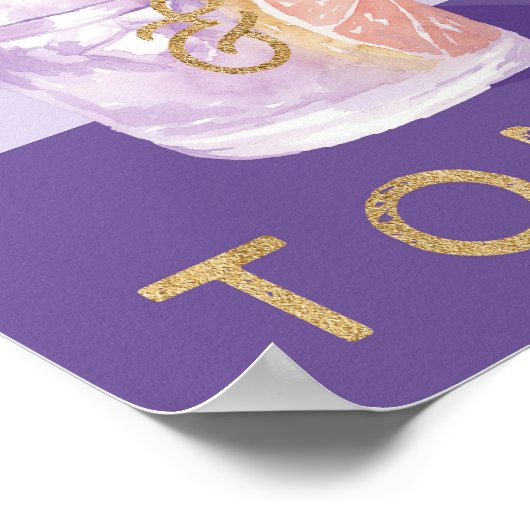 Gin & Tonic Retro Lila Cocktail Farbe Wasser Poster (Ecke)