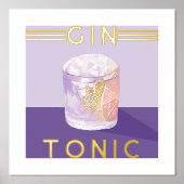 Gin & Tonic Retro Lila Cocktail Foliendrucke (Vorderseite)