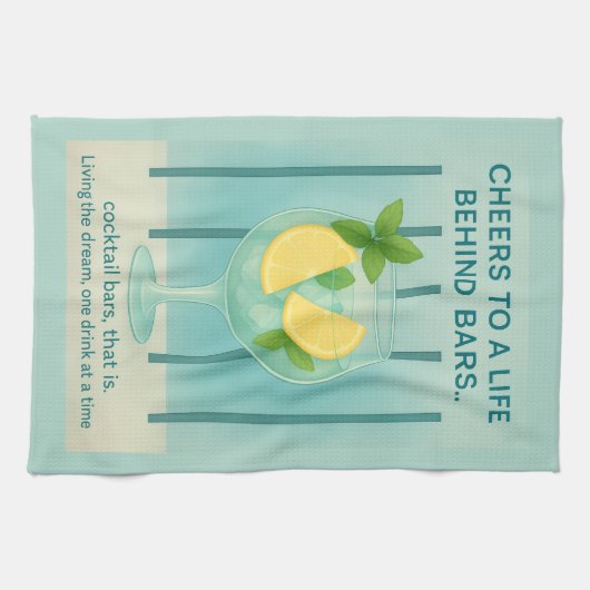 Gin & Tonic Tea Towel | Duck Egg Blue Kitchen Gift Geschirrtuch (Horizontal)