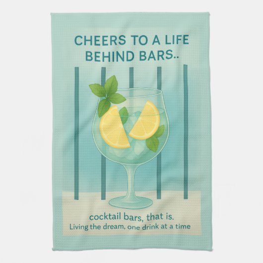 Gin & Tonic Tea Towel | Duck Egg Blue Kitchen Gift Geschirrtuch (Vertikal)