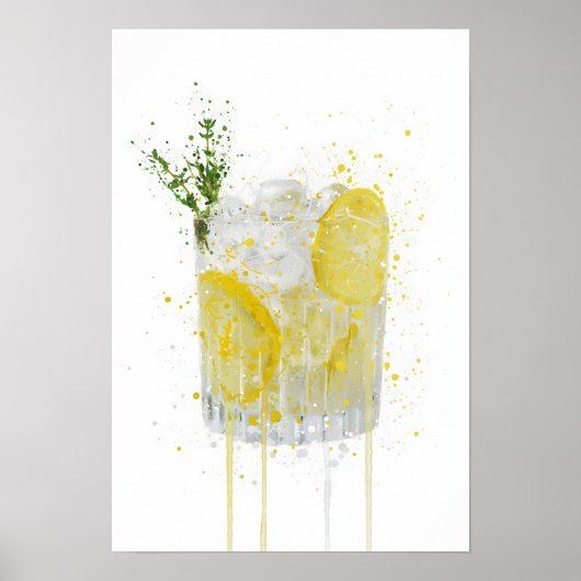Gin & Tonic 'Zitrone und Thymian' Poster (Vorne)