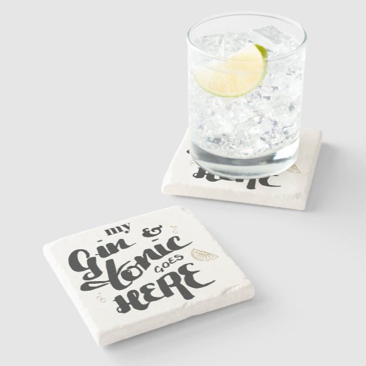 Gin- und Toni-Zitronengetränke Untersetzer (Seitenansicht)