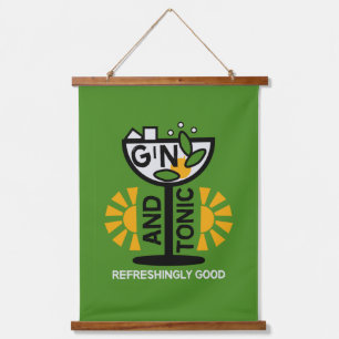 Gin und Tonic Drinkers Art Wandteppich Mit Holzrahmen