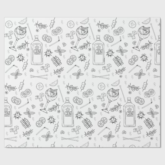 Gin und Tonic Gin Drinker Cocktail Party Geschenkpapier (Flach)