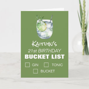 Gin und Tonic Lustige Bucket-Liste, Geburtstagskar Karte
