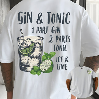 Gin und Tonic Rezept Vintage-Cocktail-Illustration T-Shirt