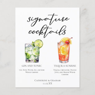 Gin und Tonic Tequila Sunrise Cocktails Menü