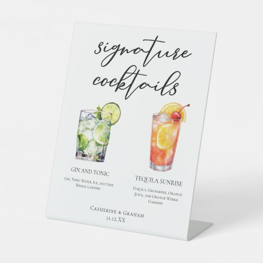 Gin und Tonic Tequila Sunrise Cocktails Menü Sockelschild (Vorderseite)