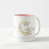 Gina-Buchstabe G-Namensbedeutungs-Monogramm-Tasse Zweifarbige Tasse (VorderseiteRechts)