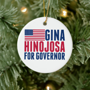 Gina Hinojosa als Gouverneurin 2026 Wahl Weihnacht Keramik Ornament