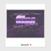 Gina Name Vorname lila retro Sticker Geburtstag (Blatt)