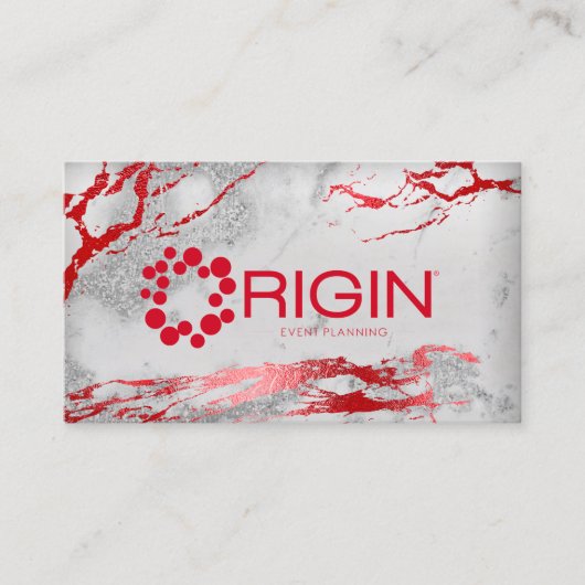 Gina Origin Event Planning Red Gray Silver Visitenkarte (Vorderseite)