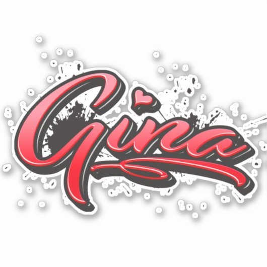Gina red Heart Graffiti Aufkleber Sticker (Vorderseite)