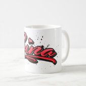 Gina red Heart Graffiti Tasse Kaffeetasse (VorderseiteRechts)